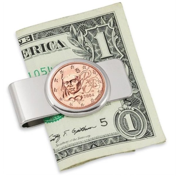 Upm Global Llc UPM Global LLC 12561 French Marianne Five Cent Euro Coin Silvertone Money Clip 12561